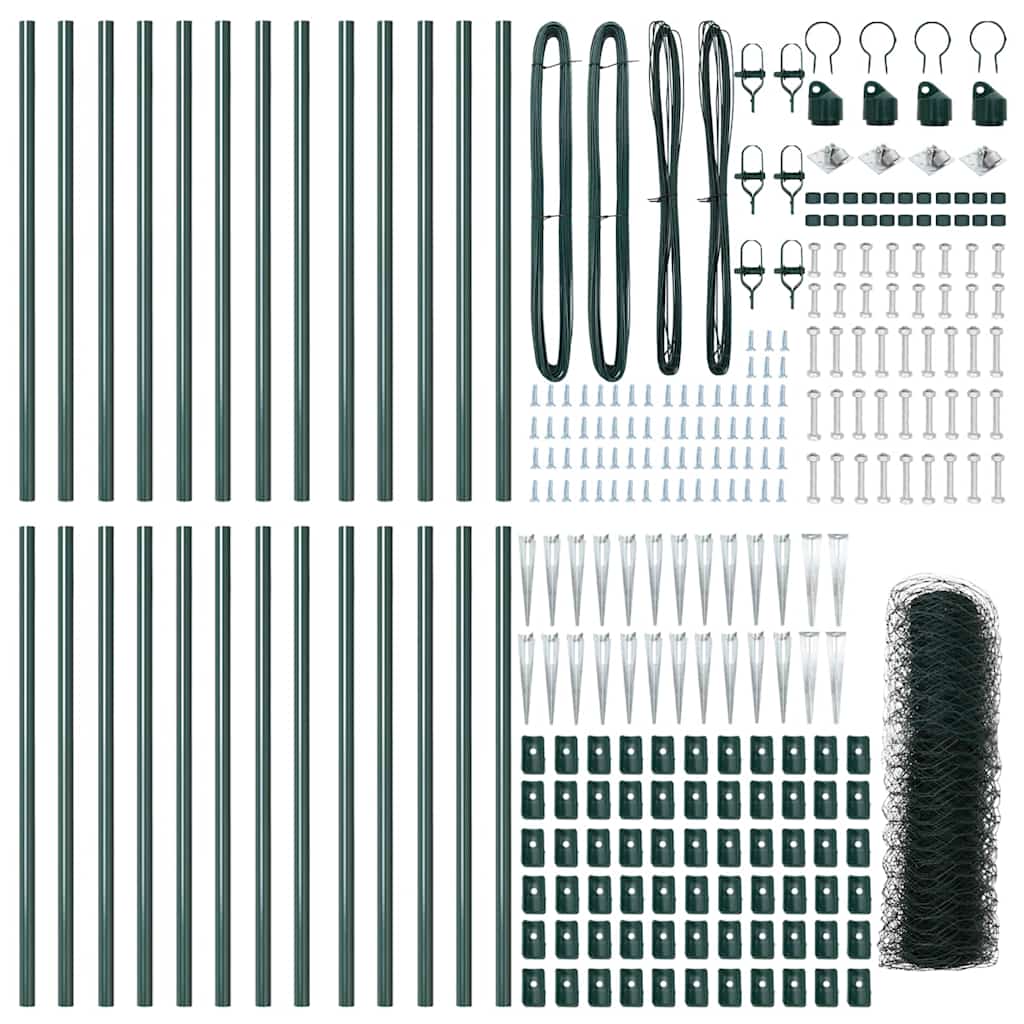 vidaXL Εξάγωνος Φράκτης Πράσινος 0.6x50 μ Χάλυβας