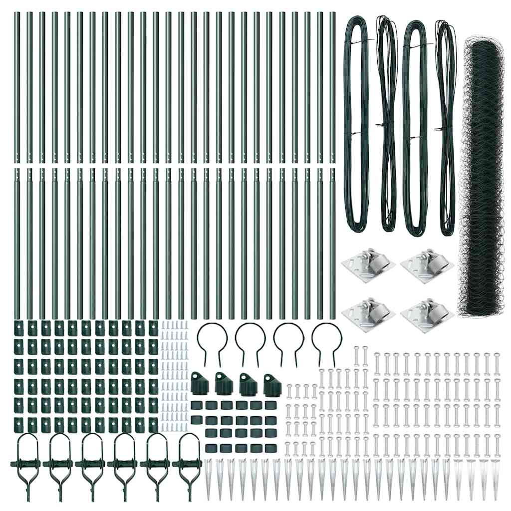vidaXL Φράχτης Εξάγωνος Πράσινος 1.4x50 μ Χάλυβας