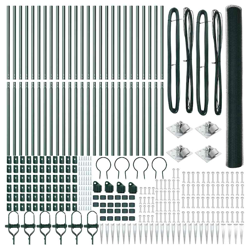 vidaXL Περίφραξη Εξαγώνου Πράσινη 1.5x50 μ Χάλυβας