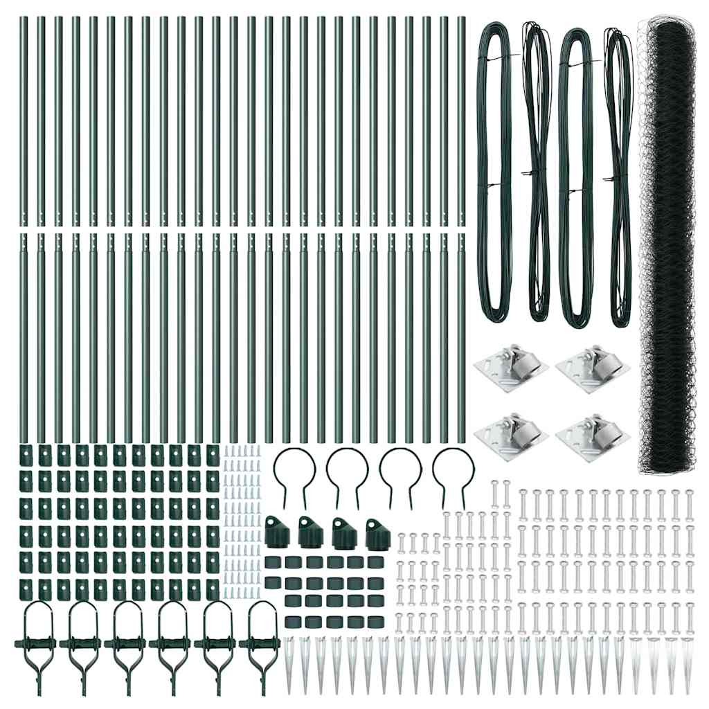 Εξαγωνικός Φράχτης vidaXL Πράσινος 1.5x50 μ Χάλυβα