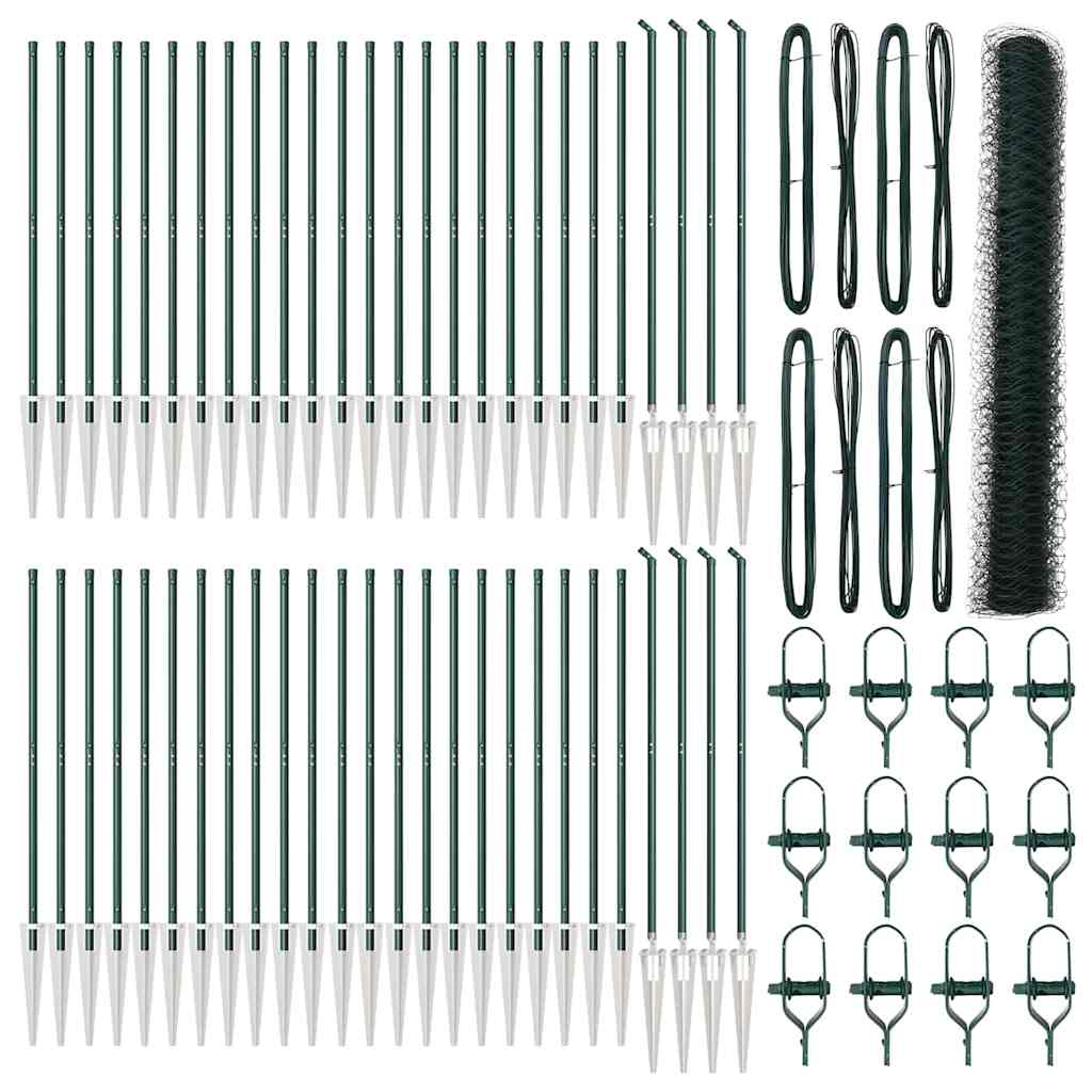 Φράχτης vidaXL Εξάγωνος Πράσινος 1.4x100 μ Ατσάλι