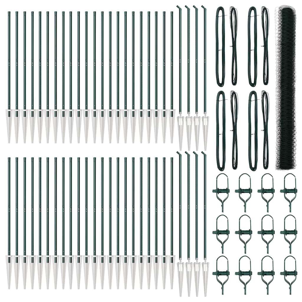 vidaXL Εξάγωνος Φράχτης Πράσινος 1.6x100 μ Ατσάλι