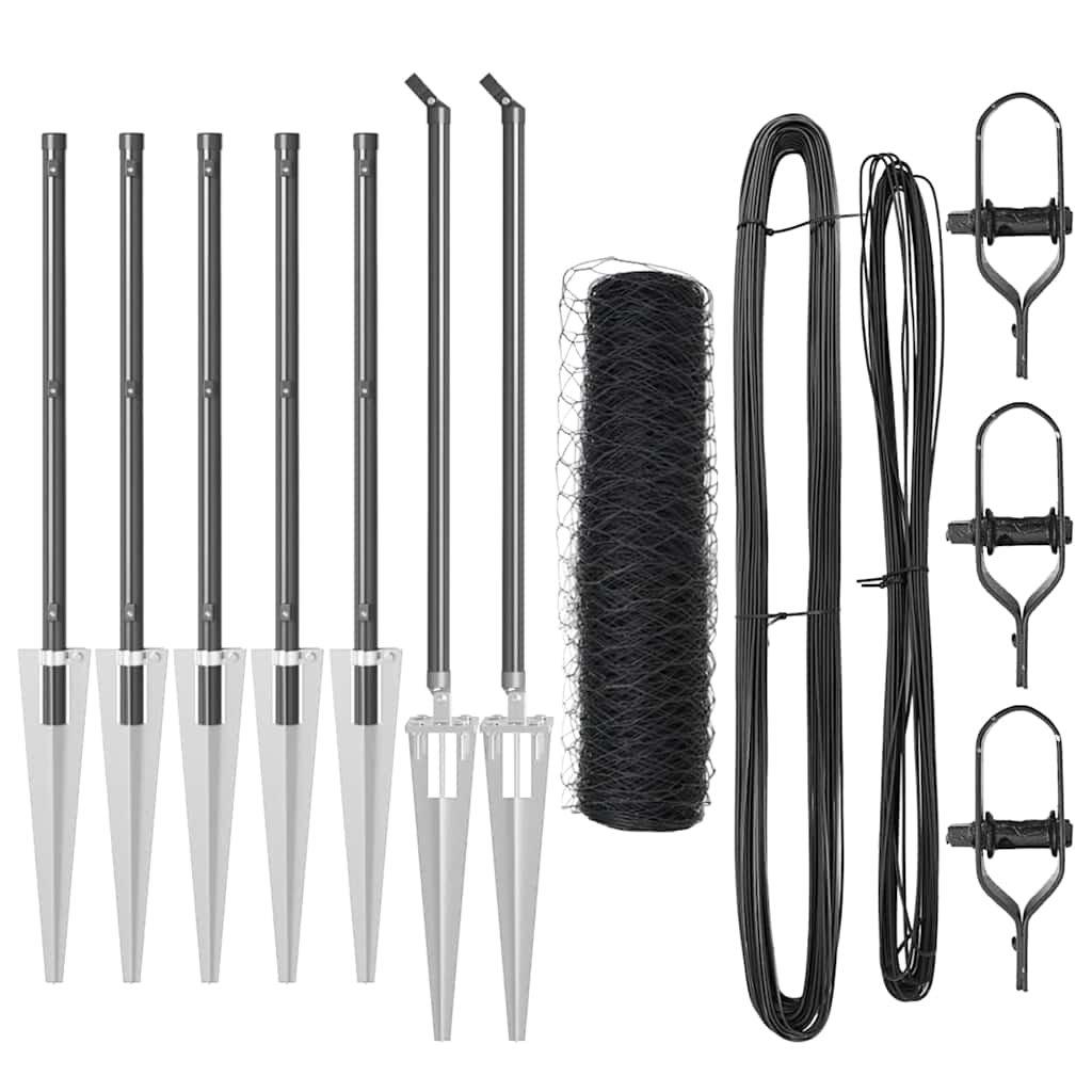 vidaXL Φράχτης Εξάγωνος Γκρι 0,4x10 m Ατσάλι