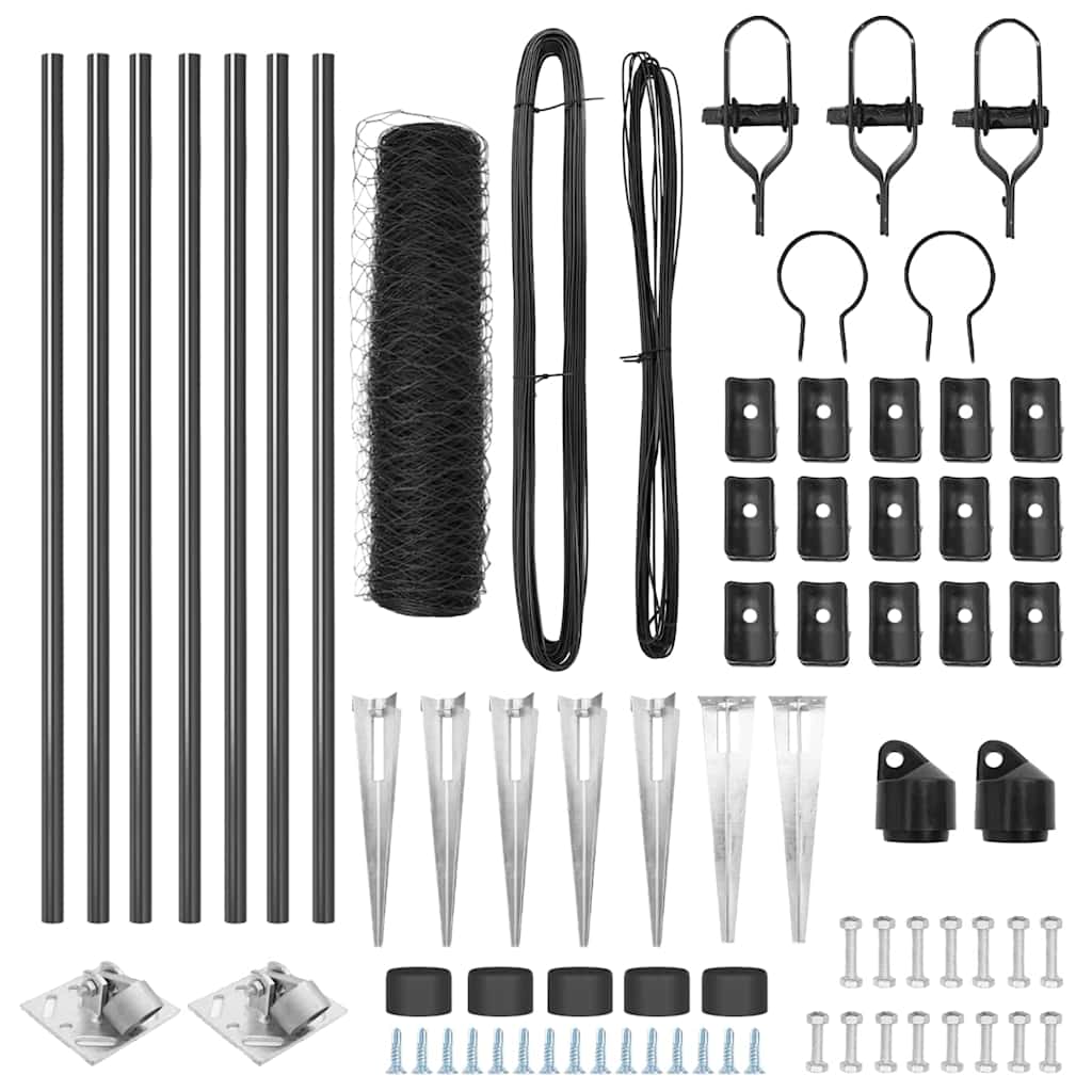 Φράχτης vidaXL Εξαγωνικός Γκρι 1x10 μ Χάλυβας