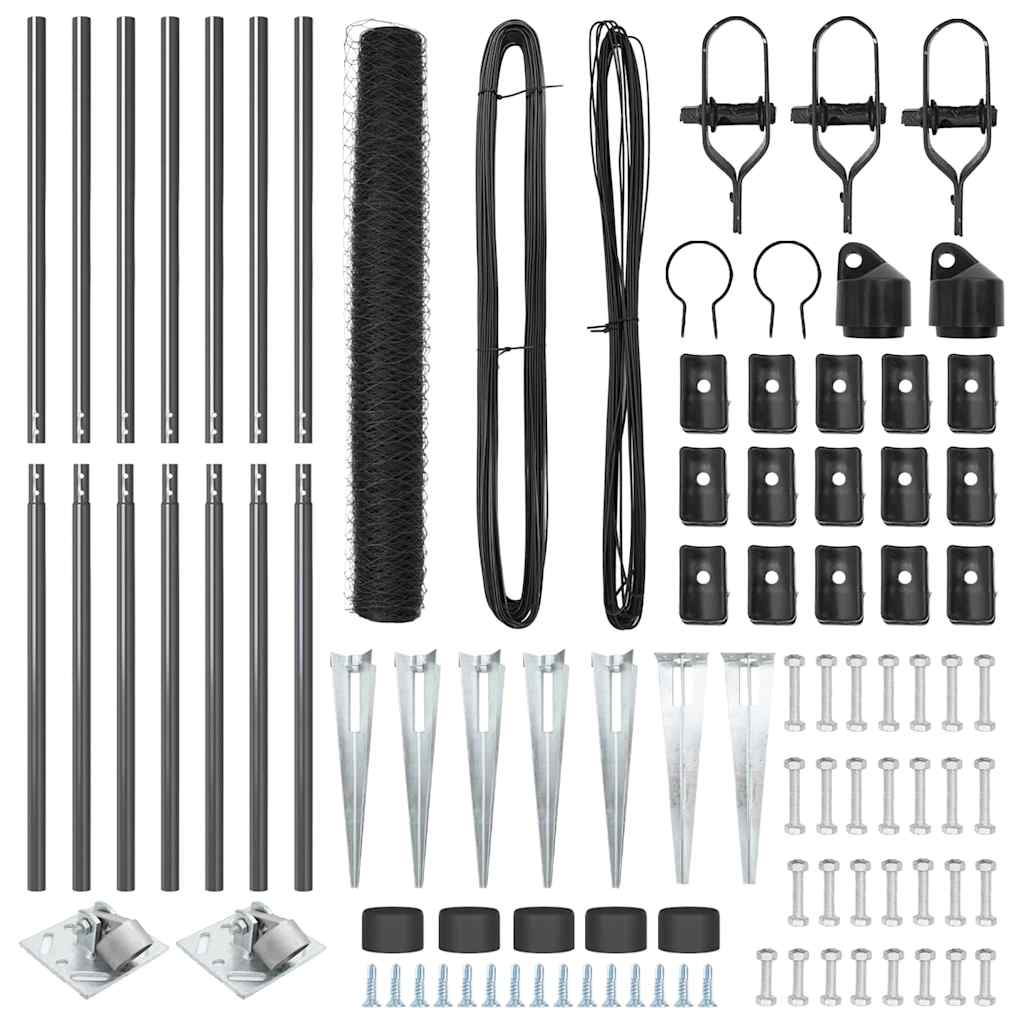 vidaXL Εξαγωνικός Φράκτης Γκρι 1.4x10 μ Χάλυβα