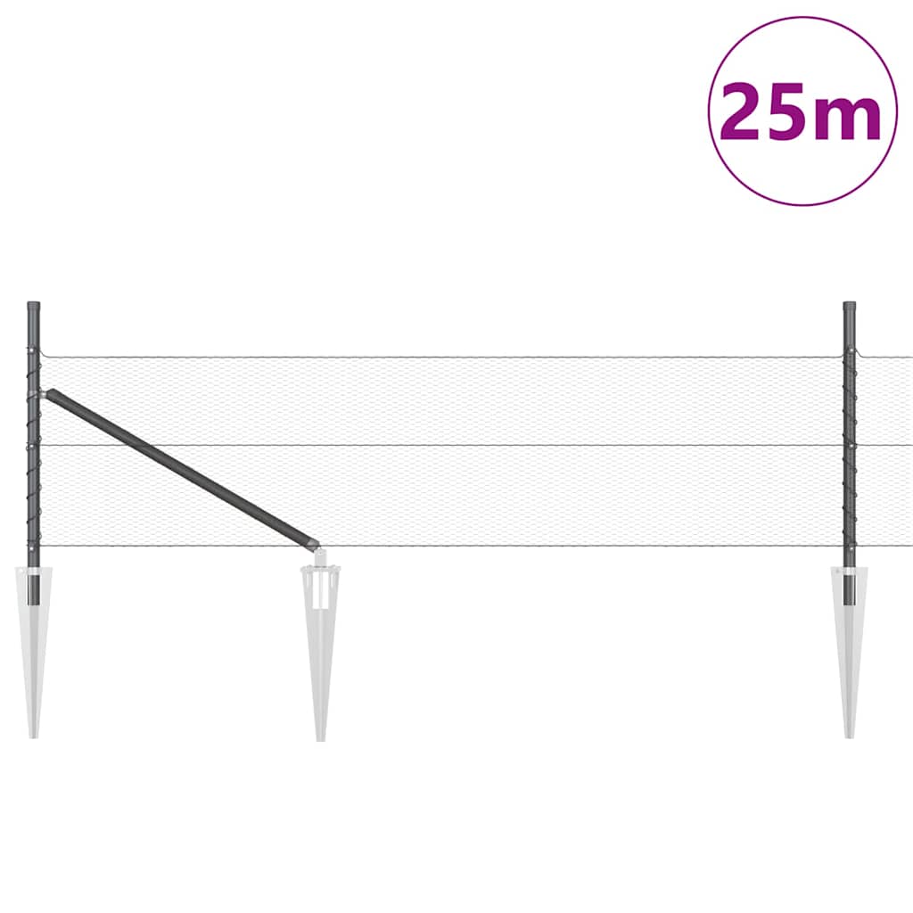 vidaXL Φράχτης με Στυλίσκους Γκρι 0.4 x 25 μ Ατσάλι με επικάλυψη PVC