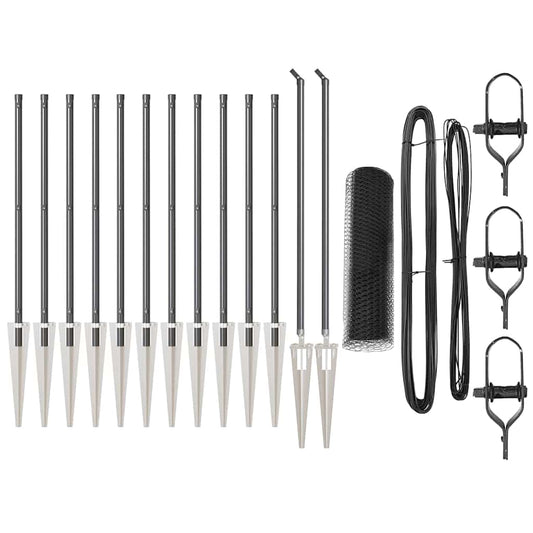 vidaXL Σετ Φράχτη Σετ 2 Γκρίζο Γαλβανισμένος Χάλυβας