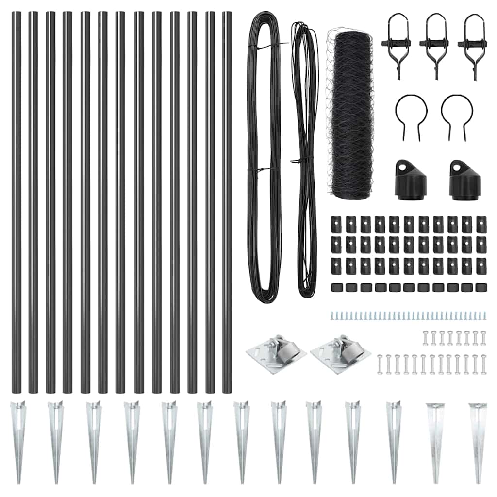 vidaXL Σετ Φράχτη Σετ 2 τεμαχίων Γκρι Μέταλλο 25 x 0.5 μ Ανθεκτικό