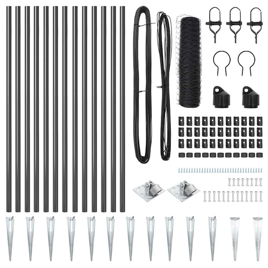 vidaXL Γκρίζα Περίφραξη Έξω 0.8x25 μ Ατσάλι