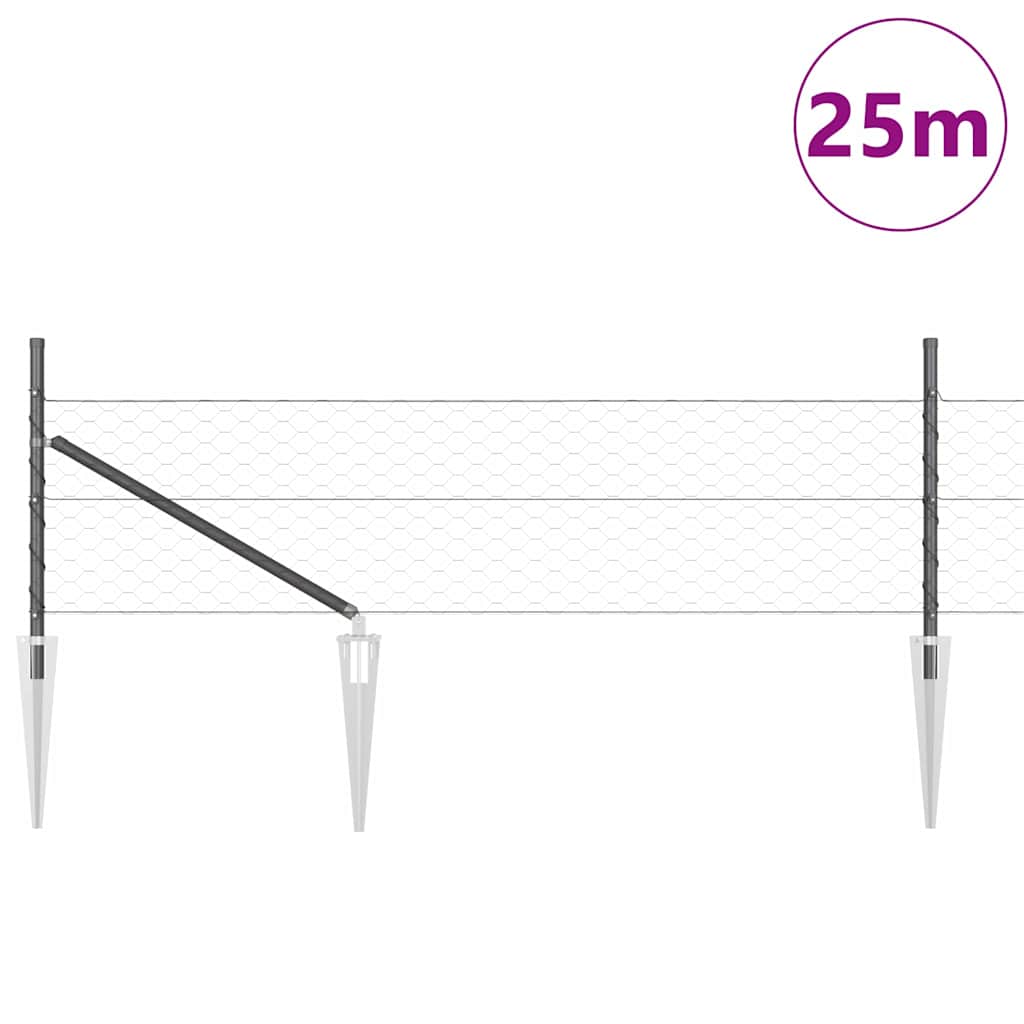 vidaXL Γκρίζα Περίφραξη Έξω 0.8x25 μ Ατσάλι