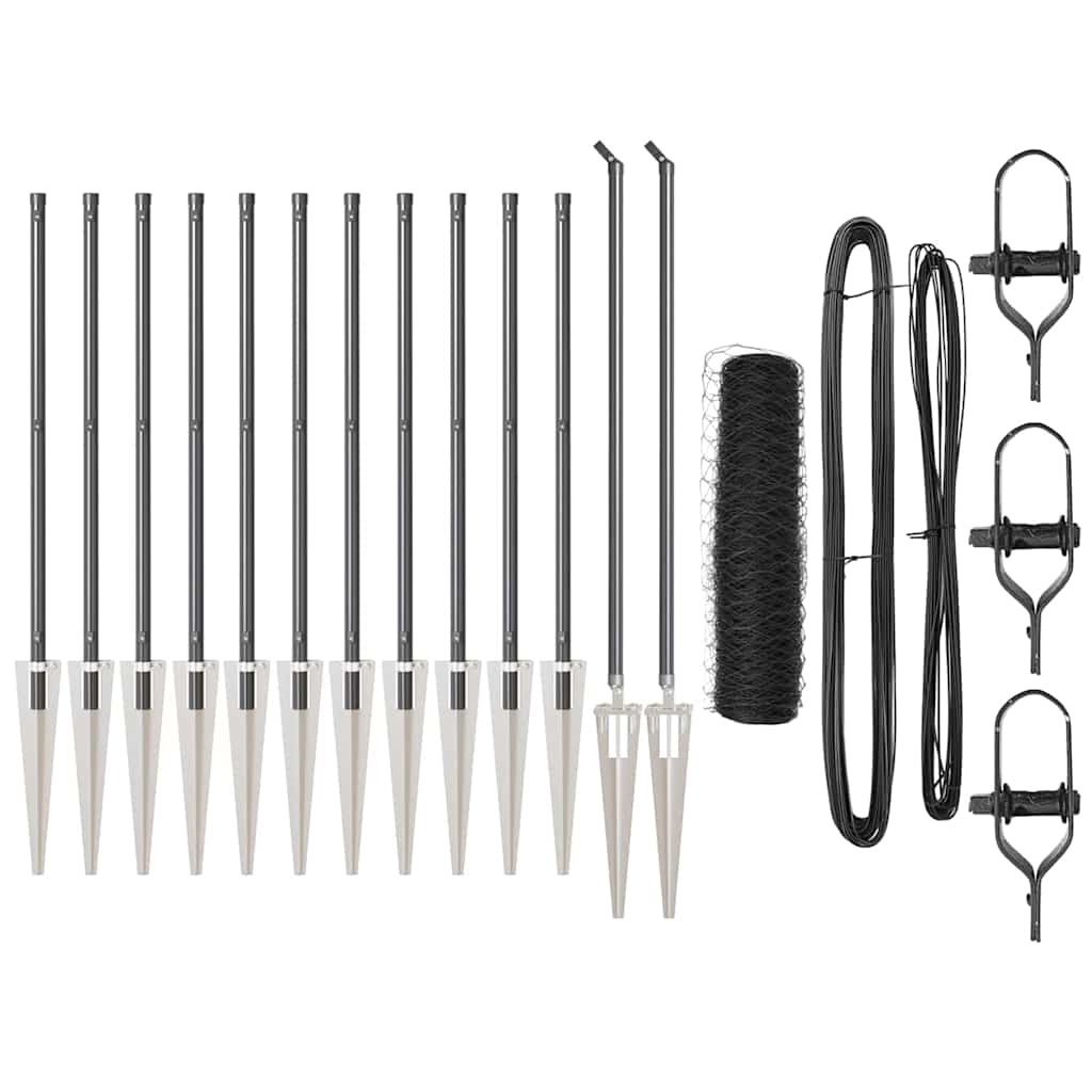 vidaXL Φράχτης Έξιγωνο με 13 Στήλες Στήριξης 1x25 μ Γαλβανισμένος Χάλυβας