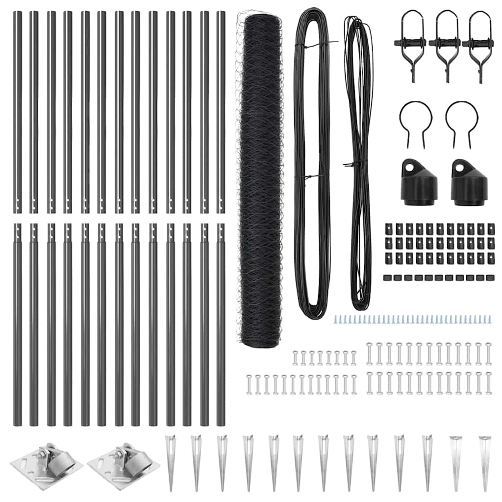 vidaXL Σετ Περιφράξεως Σετ των 2 Γκρι Μέταλλο Τυπικό Ανθεκτικό