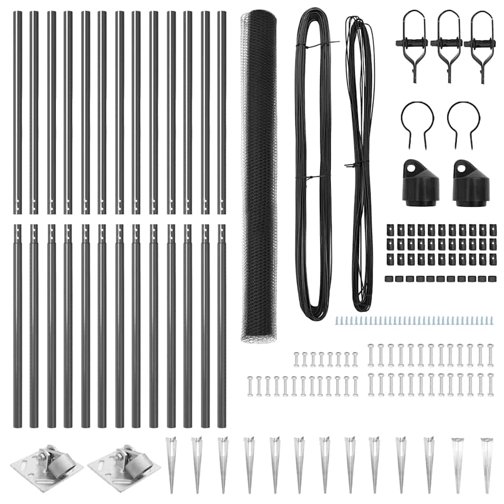 vidaXL Σετ Φράχτη Σετ των 2 Γκρι Ατσάλι 25 x 1.5 μ Πτυσσόμενο