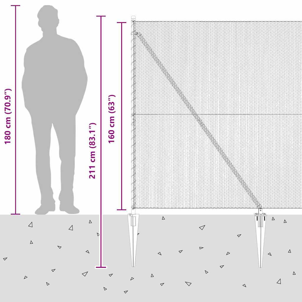 vidaXL Εξάγωνος Φράχτης Γκρι 1.6x25 μ Ατσάλι