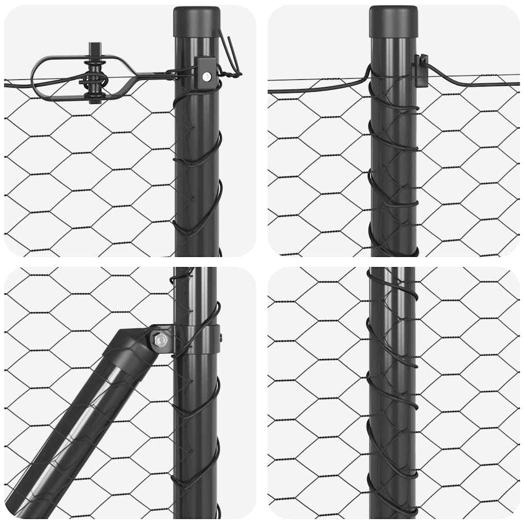 vidaXL Εξαγωνική Φράχτη με Στύλο 50 x 0,5 μ PVC-Επικαλυμμένο Ατσάλι