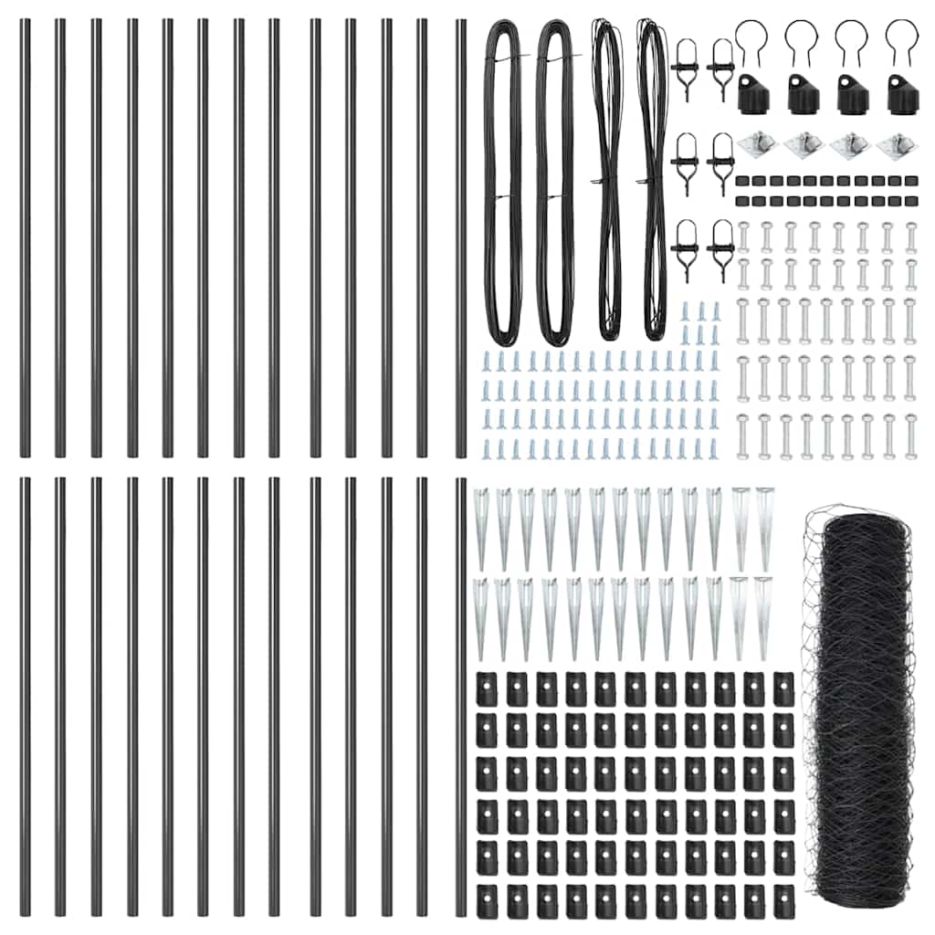 vidaXL Φράκτης Εξαγωνικού Σχήματος Γκρι 0.5x50 m Χάλυβας