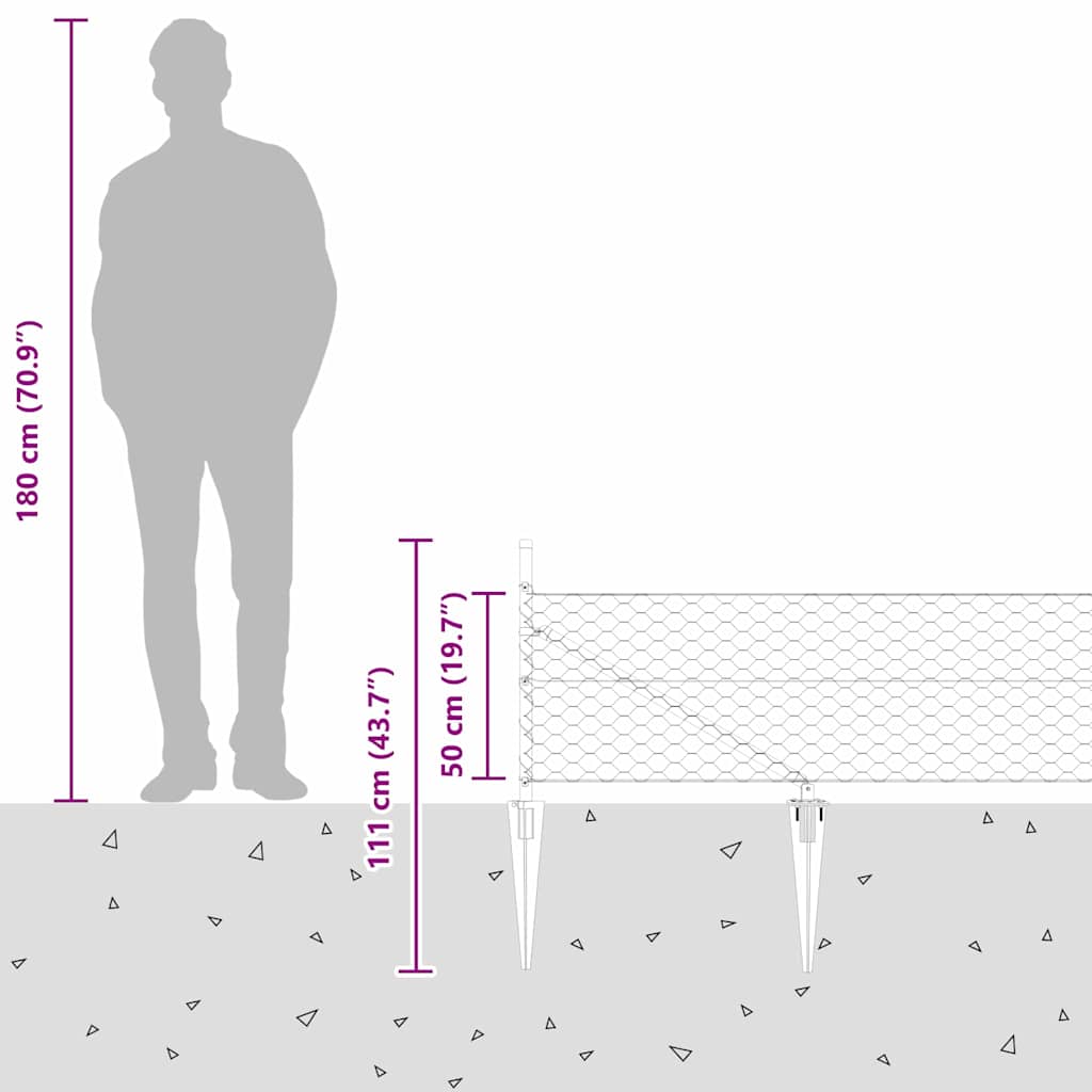 vidaXL Φράκτης Εξαγωνικού Σχήματος Γκρι 0.5x50 m Χάλυβας