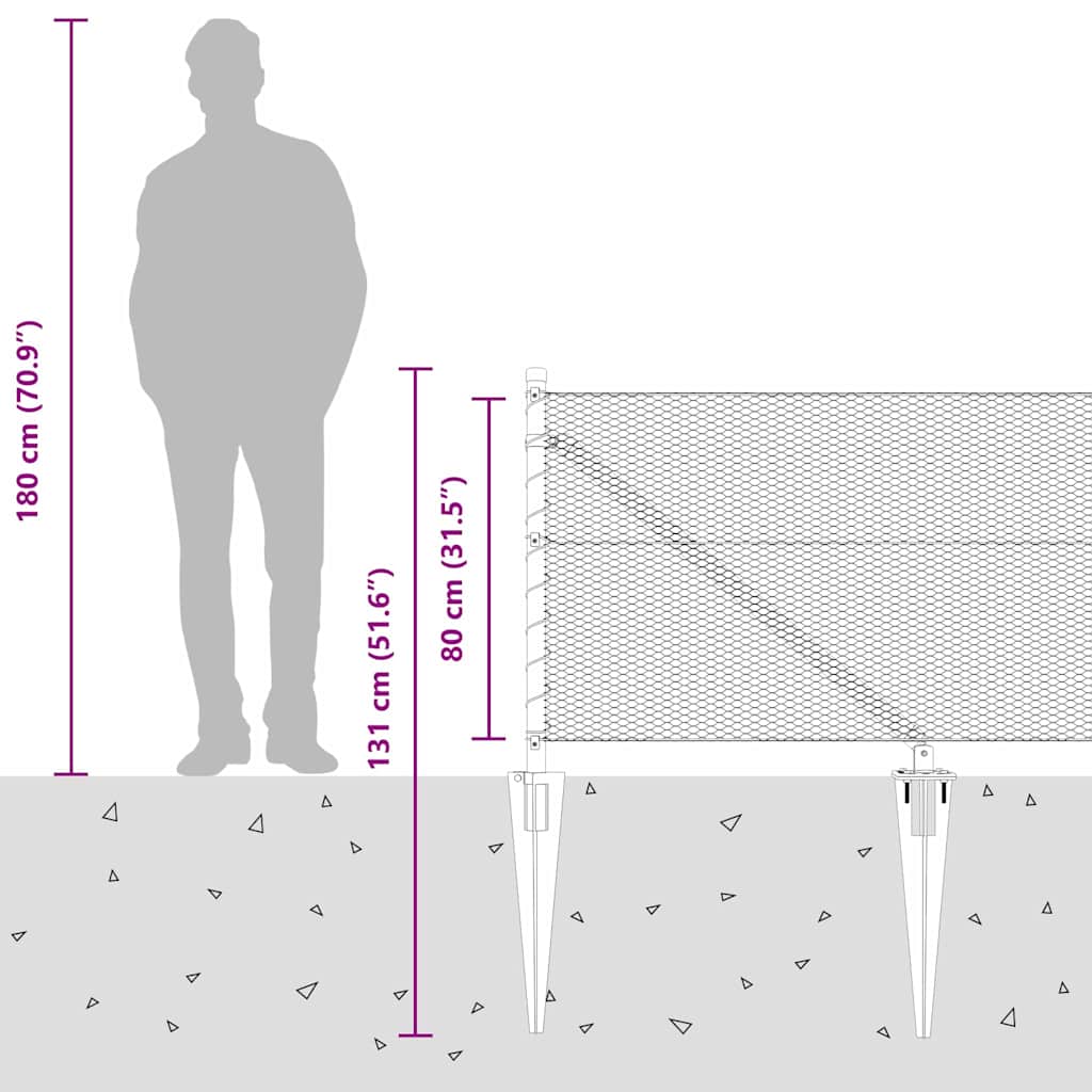 vidaXL Εξάγωνο Πλέγμα Γκρι 0.8x50 μ Ατσάλι