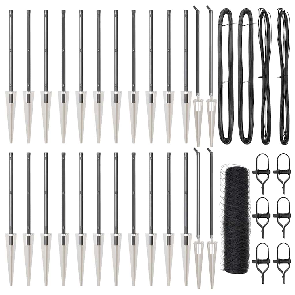 vidaXL Φράχτης με Στήλες. Γκρι 0.8 x 50 μ Ατσάλι με επικάλυψη PVC