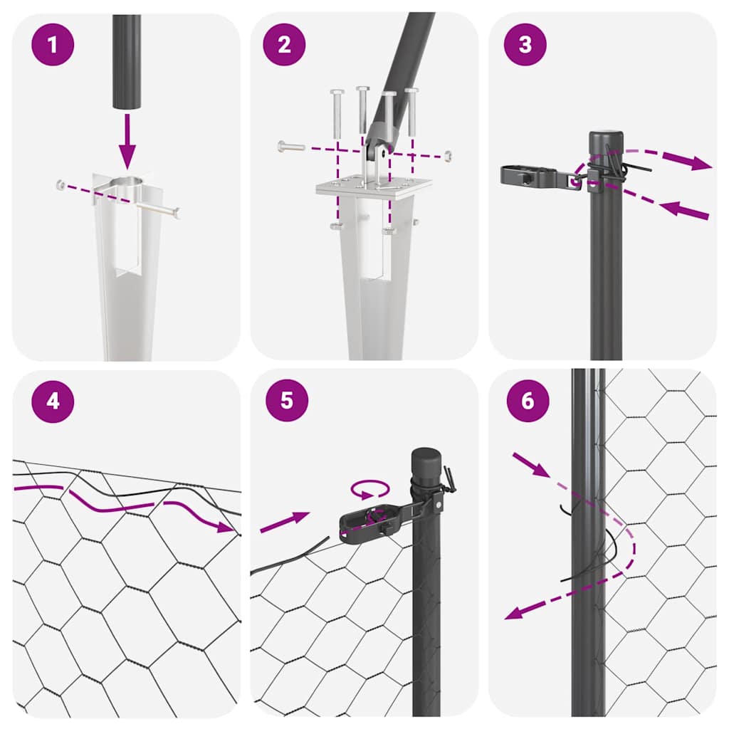 vidaXL Φράχτης με Στήλες. Γκρι 0.8 x 50 μ Ατσάλι με επικάλυψη PVC