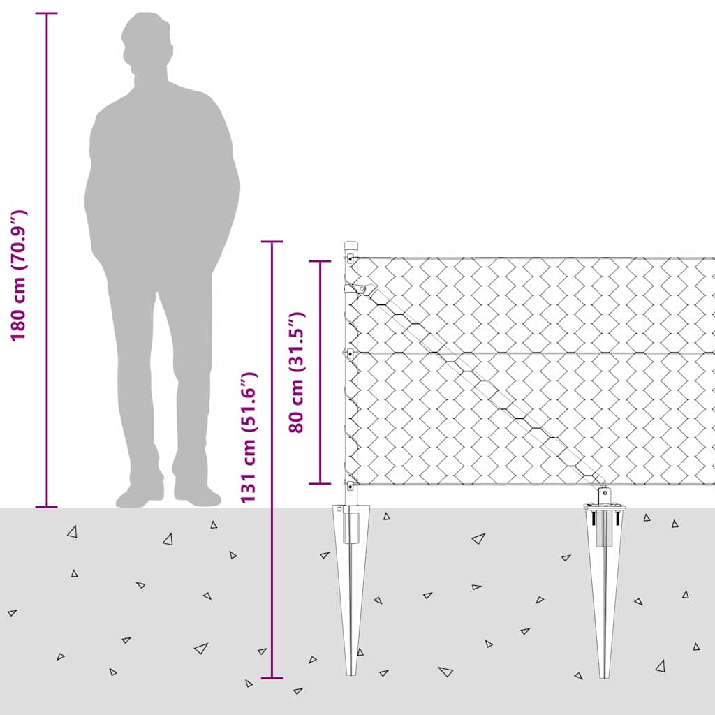 vidaXL Φράχτης με Στήλες. Γκρι 0.8 x 50 μ Ατσάλι με επικάλυψη PVC