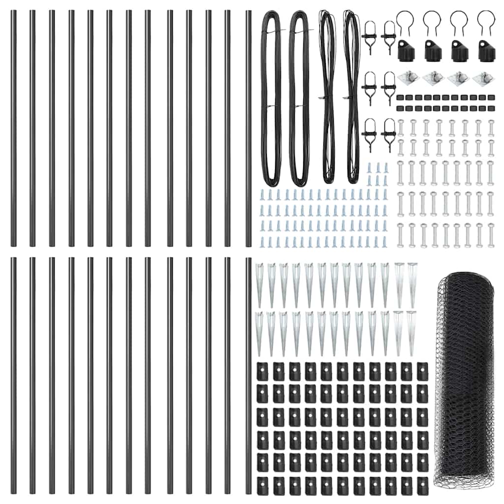 vidaXL Hexagon Φράχτης Γκρι 1x50 μ. Χάλυβας