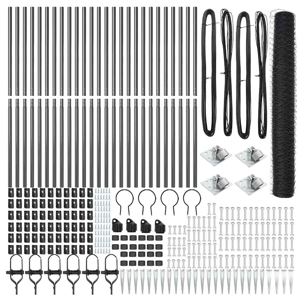 vidaXL Εξαγωνικός Φράχτης Γκρι 1,2x50 μ Μέταλλο