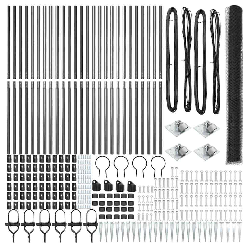 vidaXL Περίφραξη Έξιγωνο Γκρι 1.5x50 μ Ατσάλι