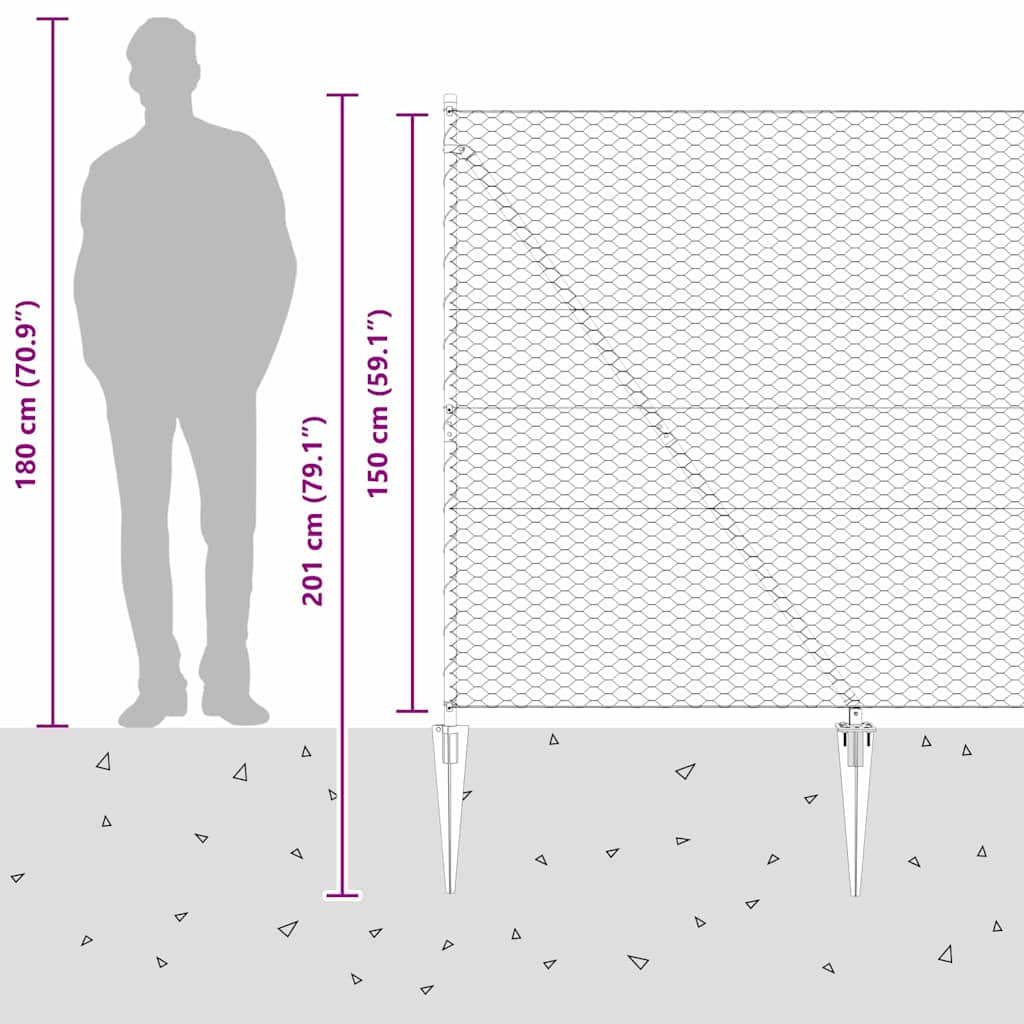Γκρίζο Φράγμα vidaXL Εξάγωνο 1,5x50 μ Χάλυβας