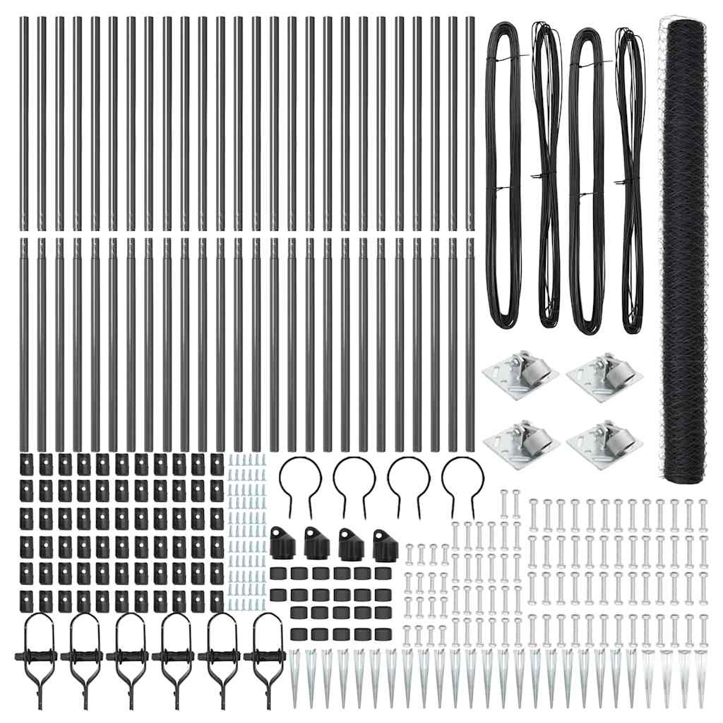 Φράκτης Εξαγώνου vidaXL Γκρι 1.6x50 μ Ατσάλι