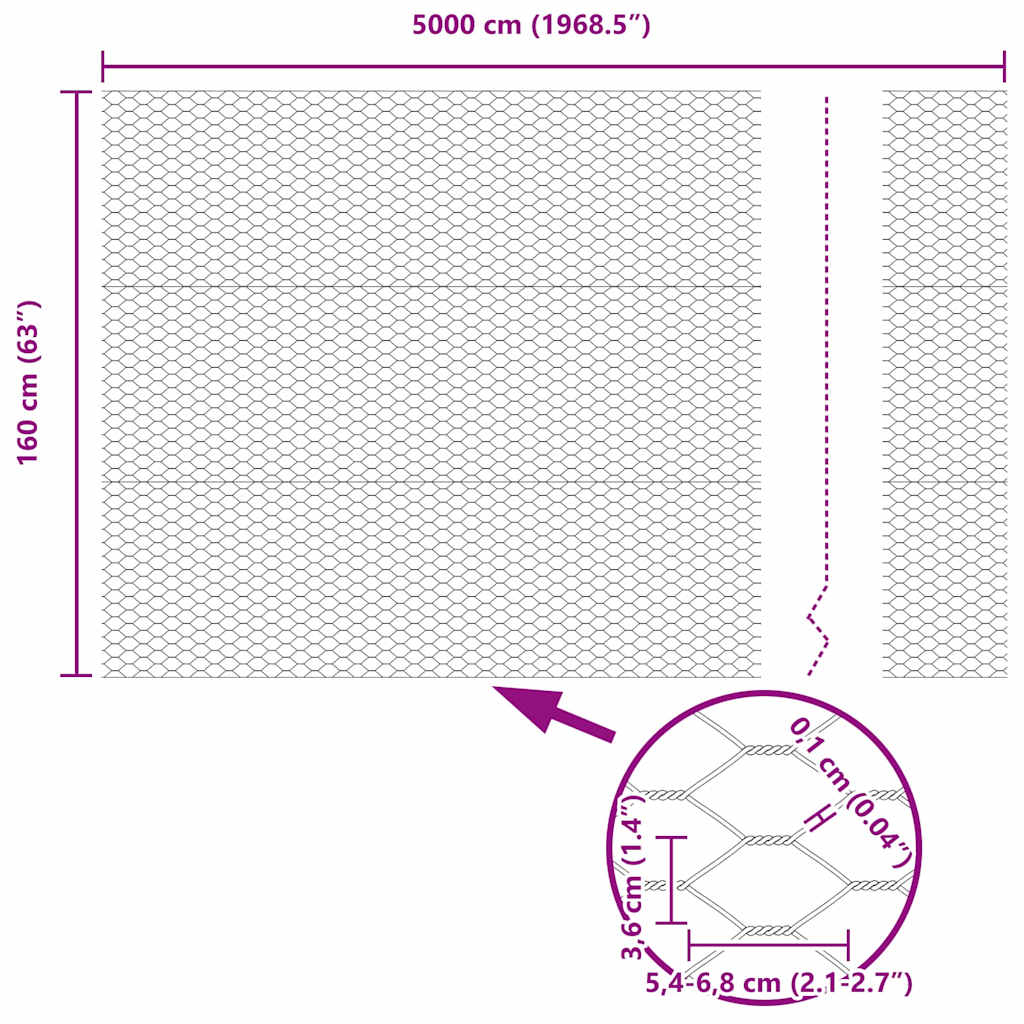 Φράκτης Εξαγώνου vidaXL Γκρι 1.6x50 μ Ατσάλι