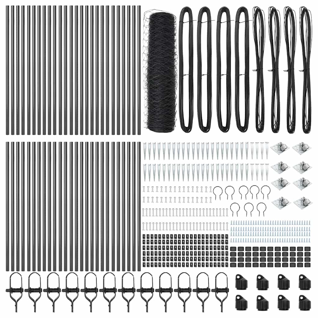 vidaXL Φράχτης με Στήλες. Γκρι 0.6 x 100 μ Ατσάλι με επικάλυψη PVC