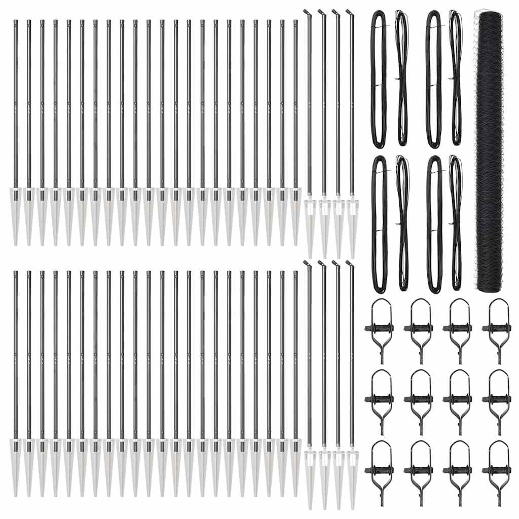 vidaXL Πολύγωνος Φράκτης Γκρι 1.6x100 μ Ατσάλι