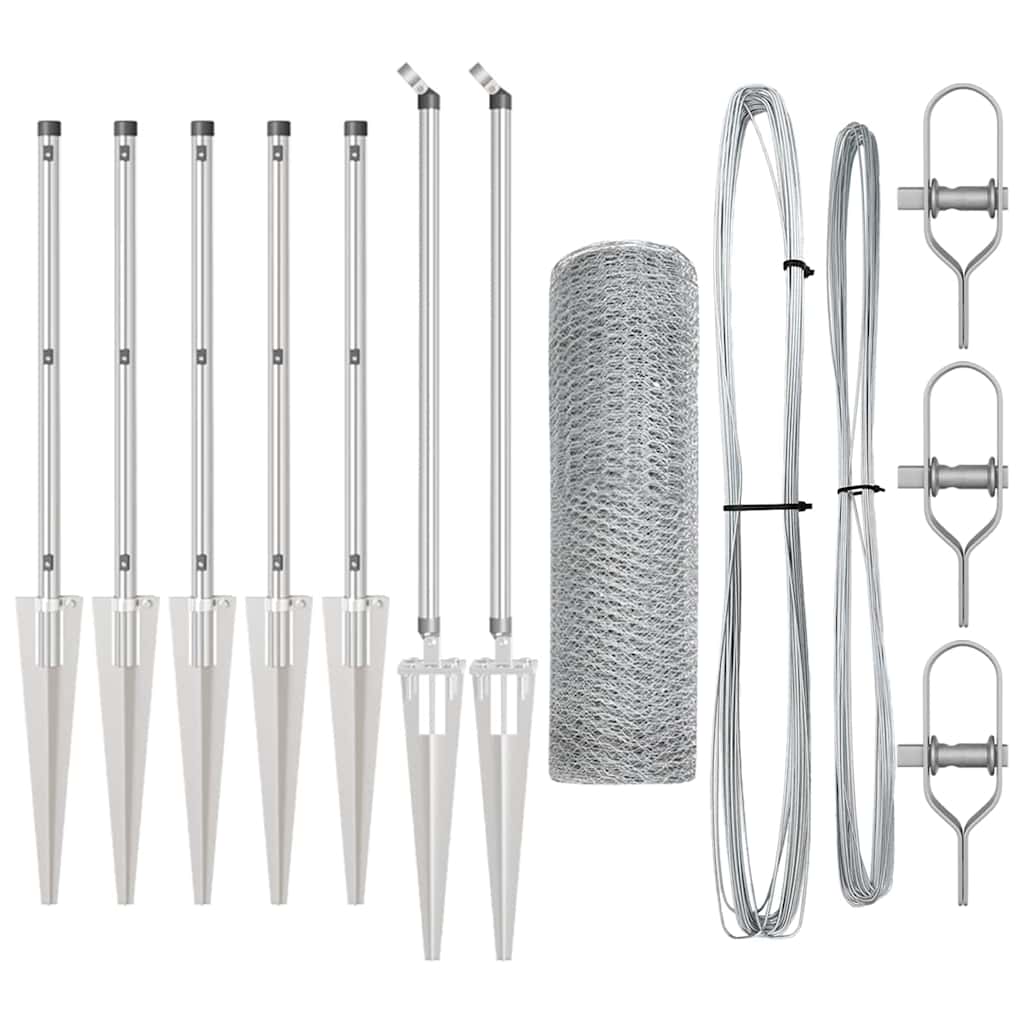 vidaXL Φράχτης με Στήλες. Ασημί 0.6 x 10 μ Ατσάλι με επικάλυψη PVC