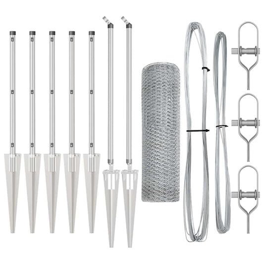 vidaXL Φράχτης με Στήλες. Ασημί 0.6 x 10 μ Ατσάλι με επικάλυψη PVC