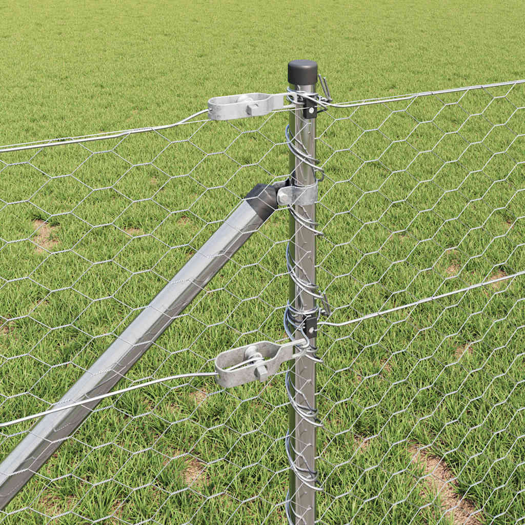 vidaXL Φράχτης με Στήλες. Ασημί 0.6 x 10 μ Ατσάλι με επικάλυψη PVC