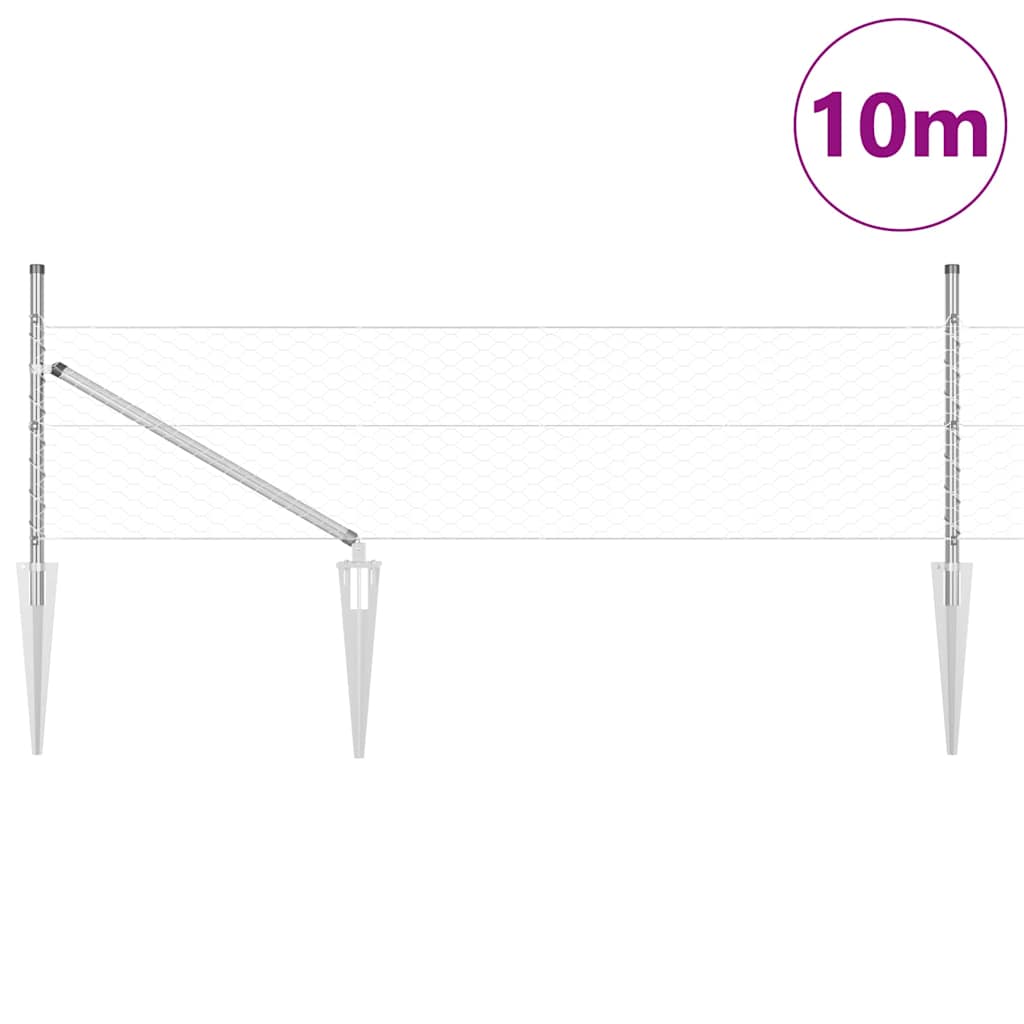 vidaXL Φράχτης Εξαγωνικός 0.8x10 μ Γαλβανισμένο Ατσάλι