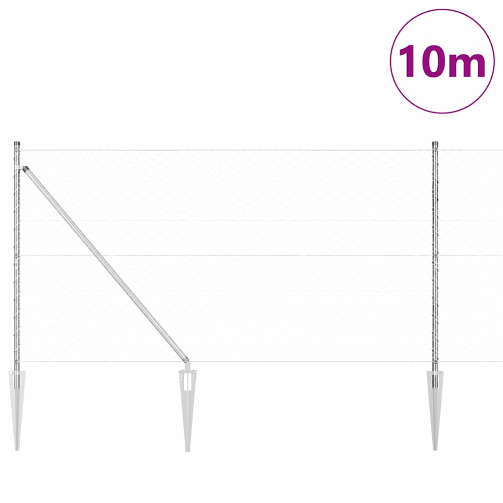 vidaXL Εξαγωνική Περίφραξη 1,4x10 μ Γαλβανισμένο Ατσάλι