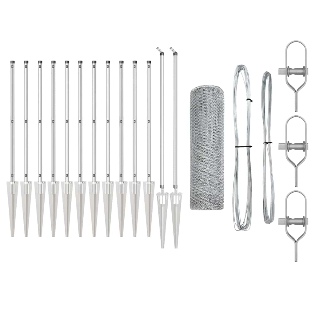 vidaXL Φράχτης με Στήλες. Ασημί 0.4 x 25 μ Ατσάλι με επικάλυψη PVC