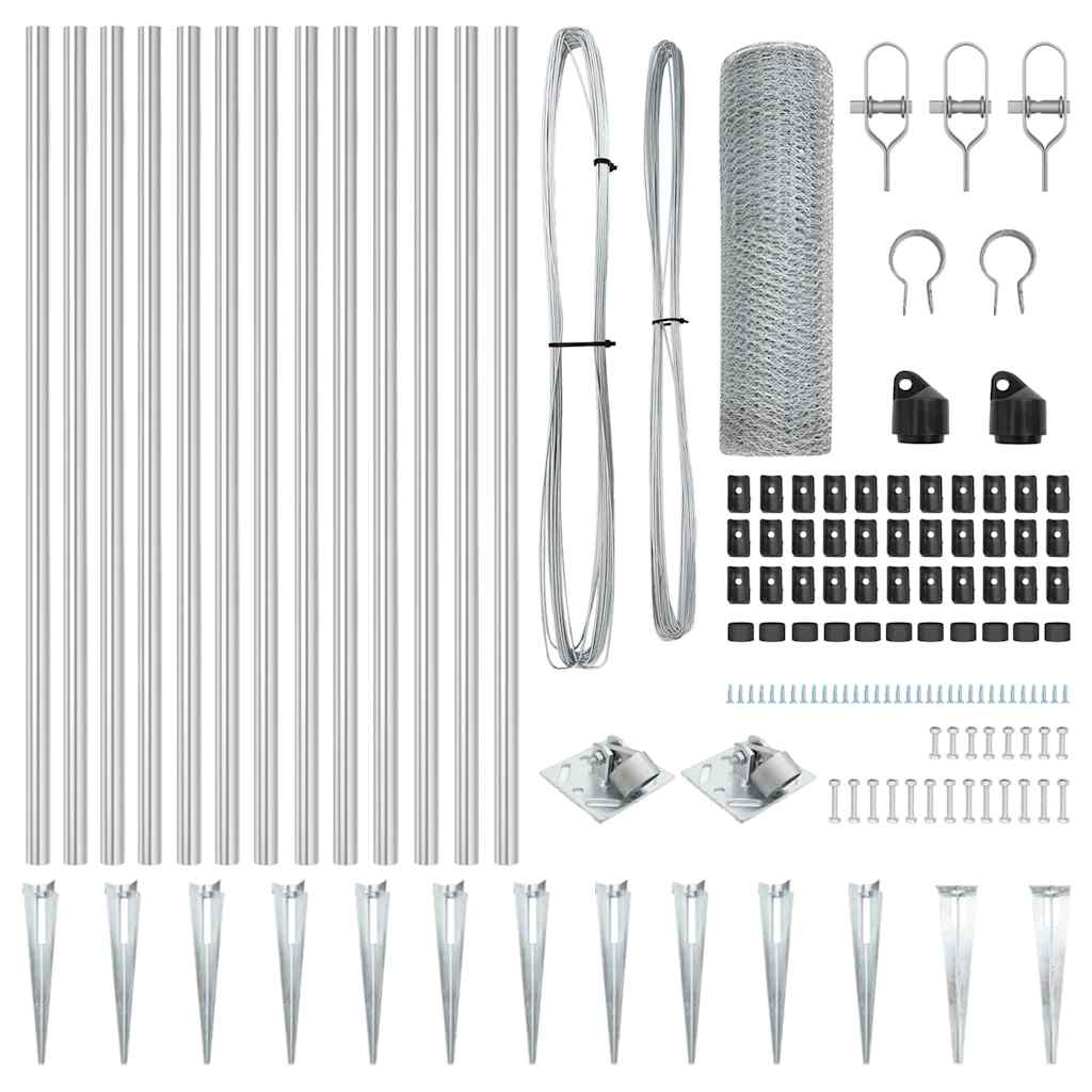 vidaXL σετ Φencing Σετ 2 Γαλβανισμένος χάλυβας 25 x 0,5 μ Ανθεκτικό