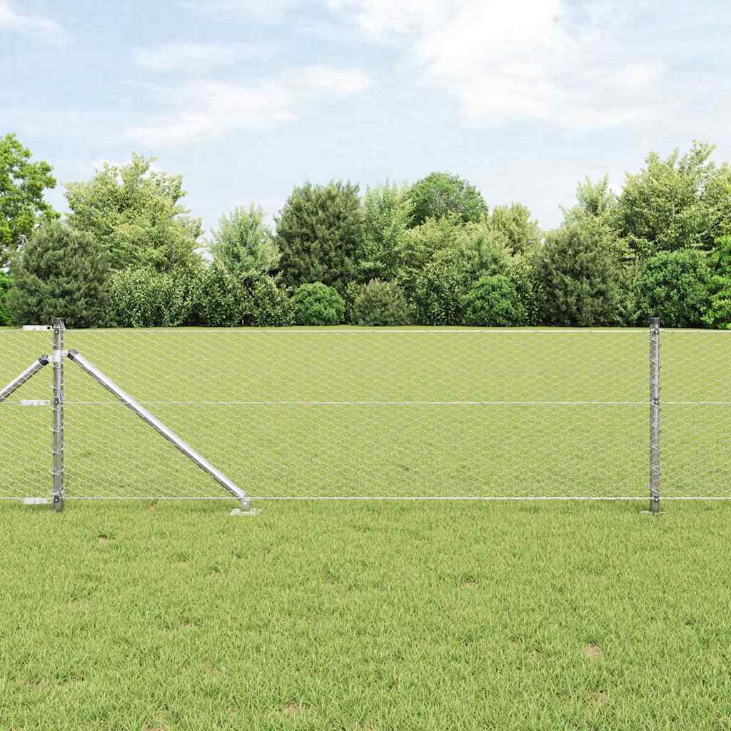vidaXL Hexagon Fence 0.6x25 μ Γαλβανισμένος χάλυβας