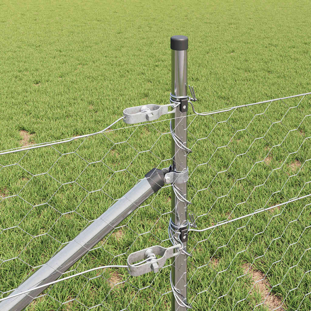 vidaXL Φράχτης με Στήλες. Ασημί 0.8 x 25 m Ατσάλι με επικάλυψη PVC