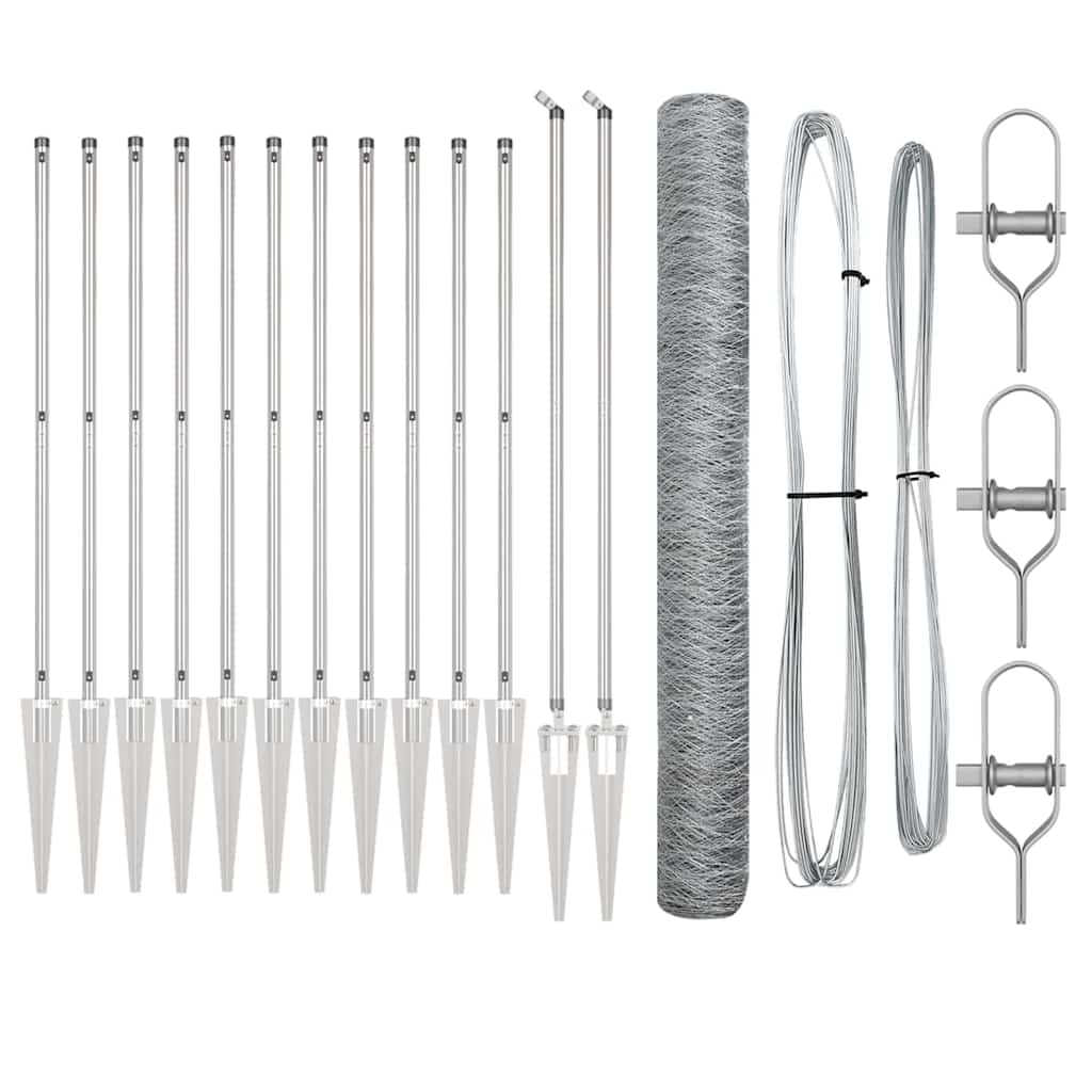 vidaXL Φράχτης Εξάγωνος 1.4x25 μ Γαλβανισμένο Ατσάλι