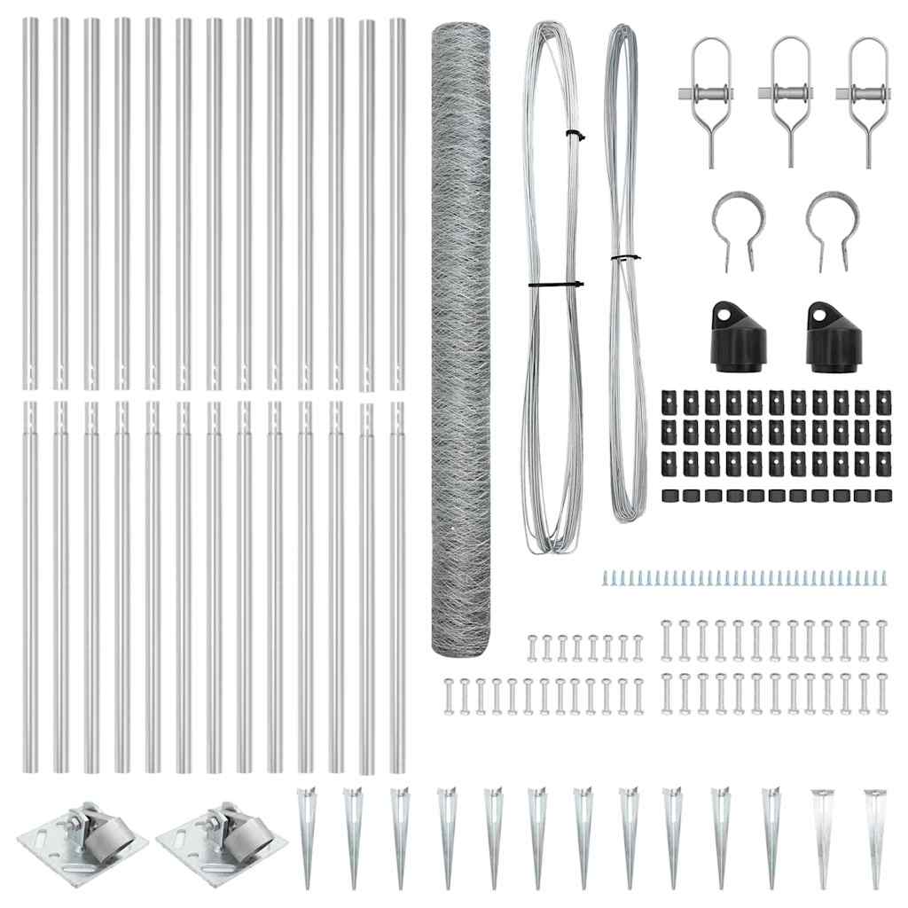 vidaXL Σετ Περίφραξης Σετ 2 Γαλβανισμένο ατσάλι 25 x 1.5 μ. Ανθεκτικό