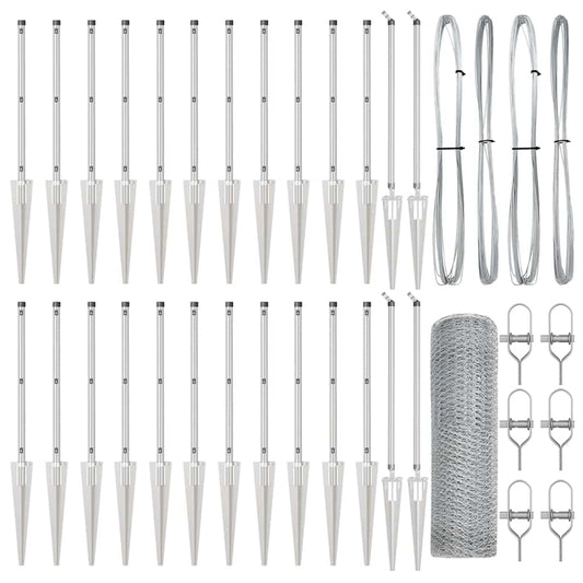 vidaXL Φράχτης με Στήλες. Ασημί 0.4 x 50 μ. Ατσάλι με επικάλυψη PVC