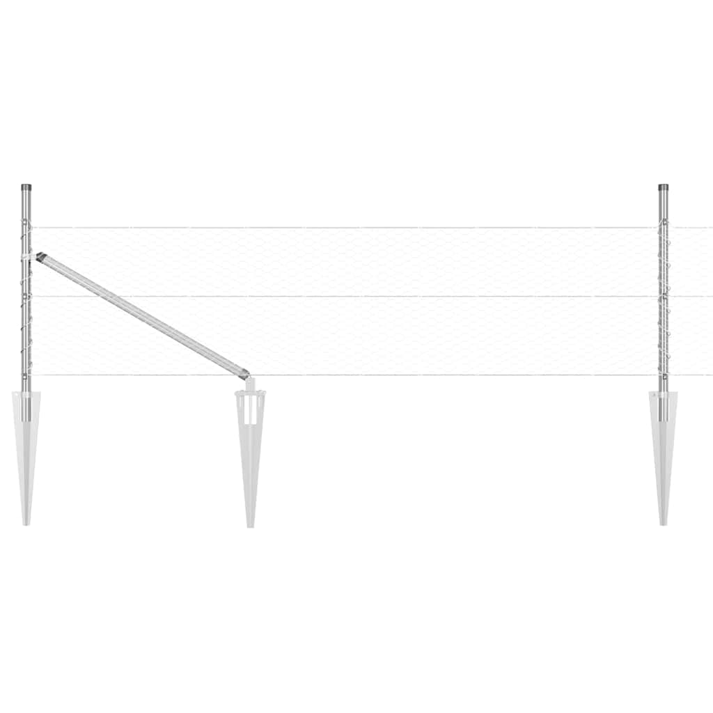 vidaXL Φράχτης με Στήλες. Ασημί 0.5 x 50 μ. Ατσάλι με επικάλυψη PVC