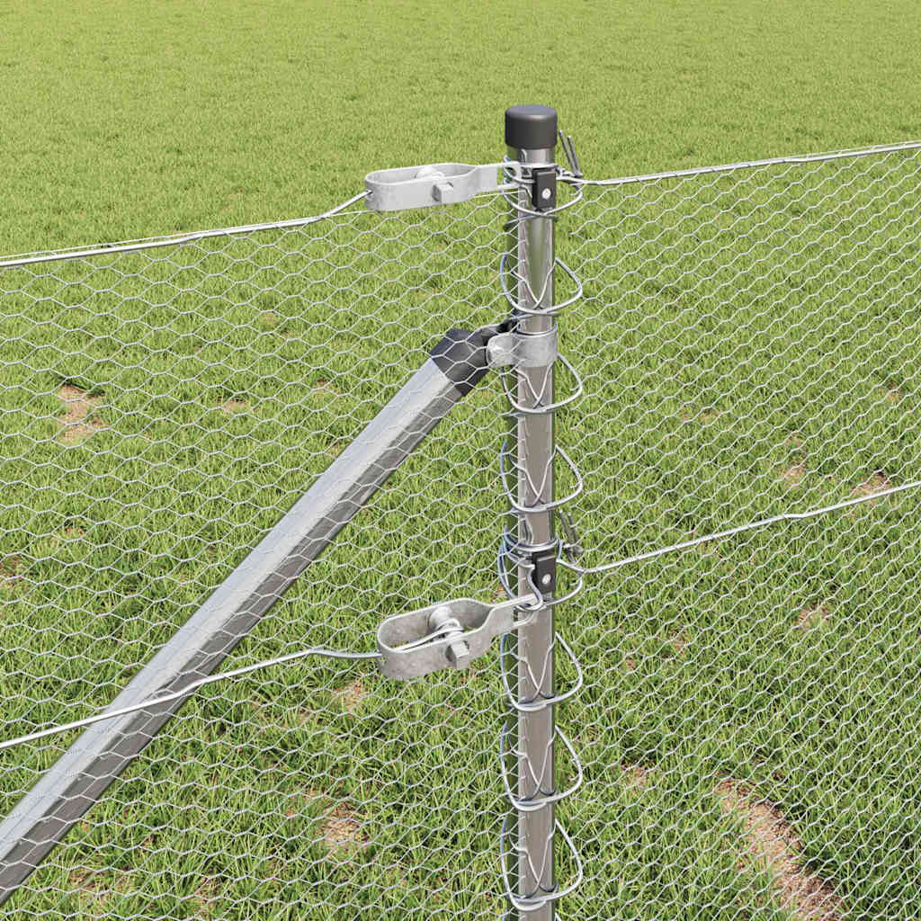 vidaXL Φράχτης με Στήλες. Ασημί 0.6 x 50 μ. Ατσάλι με επικάλυψη PVC