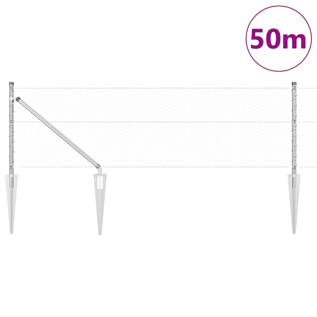 vidaXL Hexagon Fence 0.6x50 m Γαλβανισμένος Χάλυβας