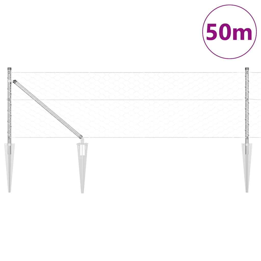 vidaXL Εξαγωνικός Φράχτης 0.6x50 m Γαλβανισμένο Ατσάλι