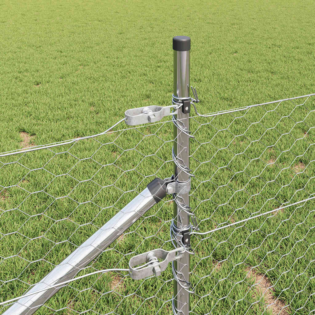 vidaXL Φράχτης με Στήλες. Ασημί 0.8 x 50 μ Ατσάλι με επικάλυψη PVC